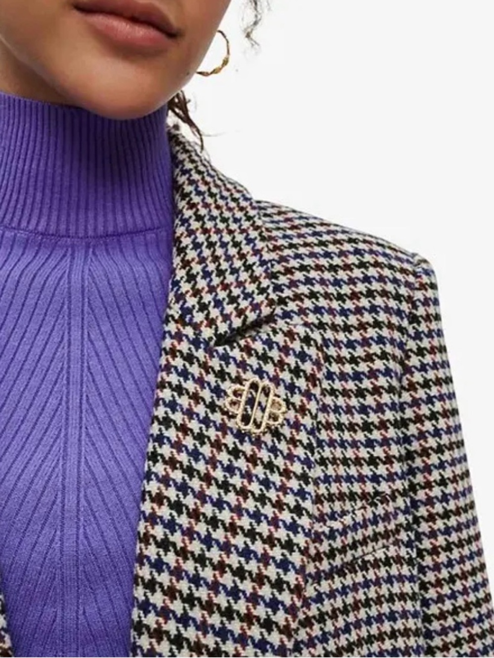 MAJE Votale Houndstooth Wool blend Jacket 34 - Picture 3 of 8